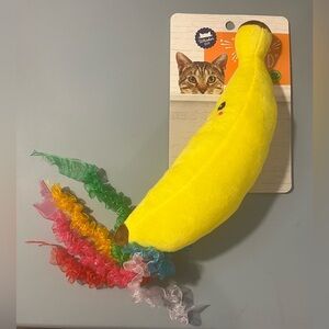 NWT Whisker City® Banana Kicker Cat Toy with Colorful Ribbons